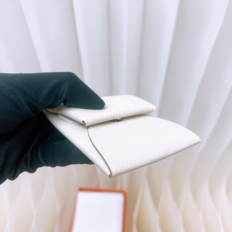 全新 Hermes bastia 奶昔白零錢包-4