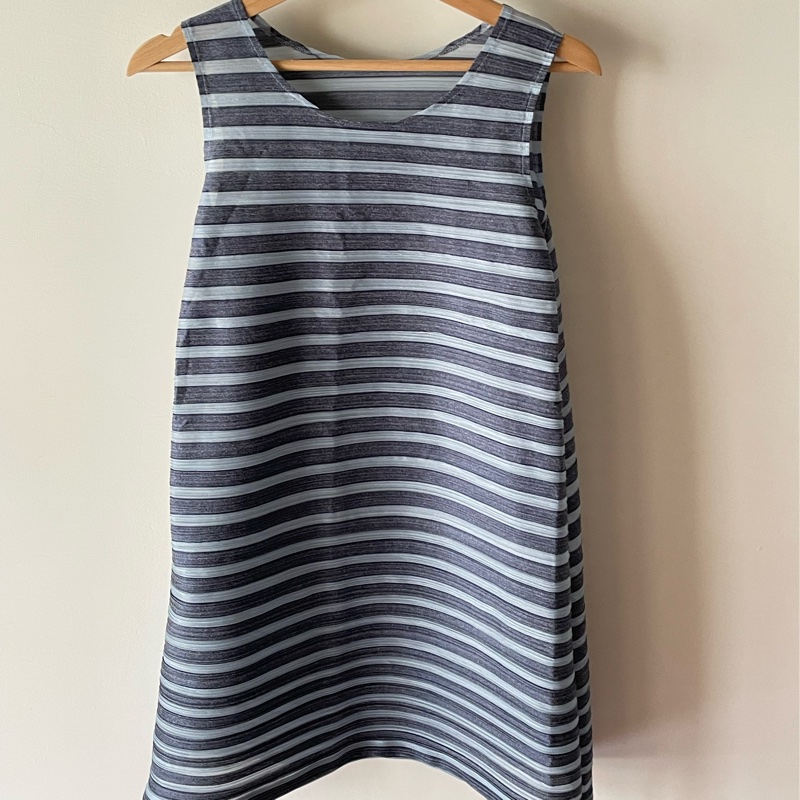 ▪️富貴選物FUGUEI▪️PP 三宅一生 無袖藍色拼接 彈跳橫紋連衣裙  長版上衣 短洋裝-0