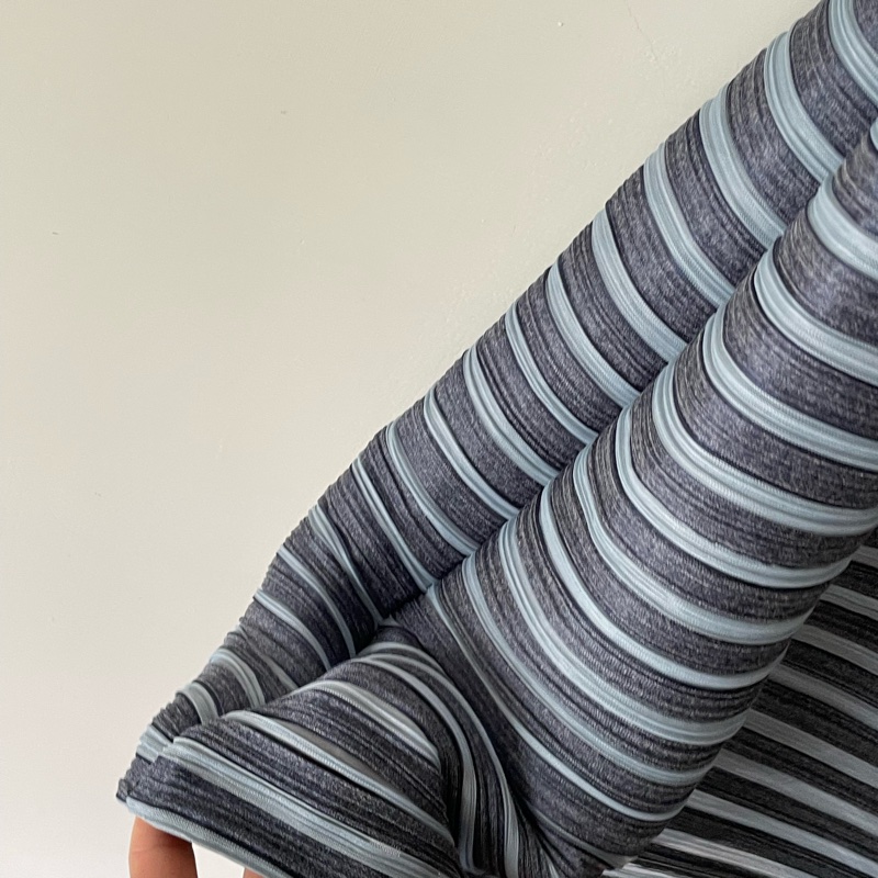 ▪️富貴選物FUGUEI▪️PP 三宅一生 無袖藍色拼接 彈跳橫紋連衣裙  長版上衣 短洋裝-4