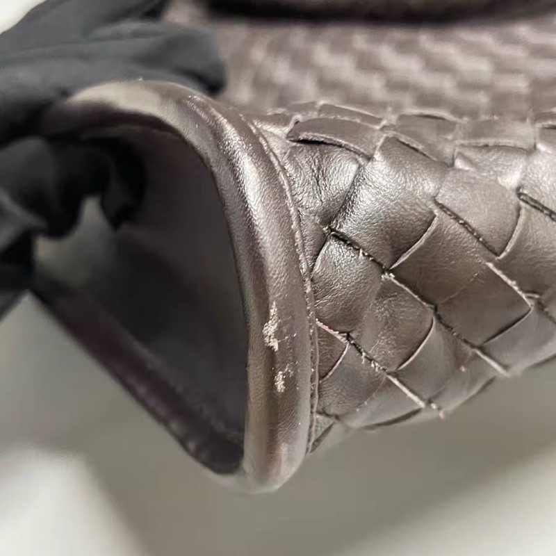 葆蝶家Bottega Veneta/BV 深棕色編織公文手提包 附件:塵袋 肩帶-9