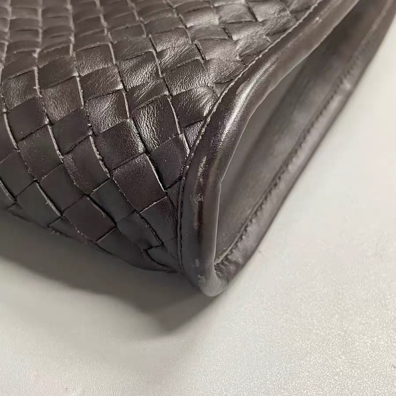 葆蝶家Bottega Veneta/BV 深棕色編織公文手提包 附件:塵袋 肩帶-10
