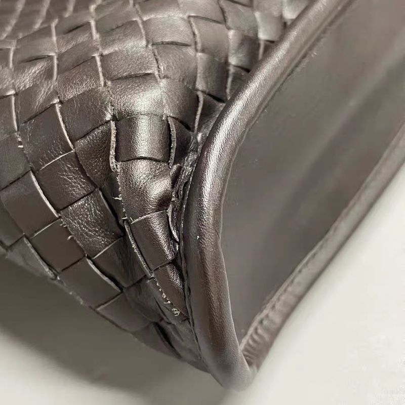 葆蝶家Bottega Veneta/BV 深棕色編織公文手提包 附件:塵袋 肩帶-11