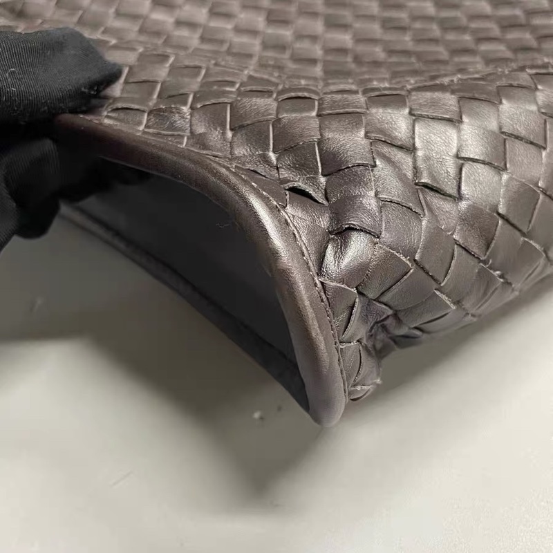 葆蝶家Bottega Veneta/BV 深棕色編織公文手提包 附件:塵袋 肩帶-12