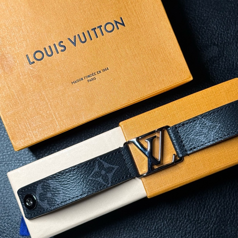 Louis Vuitton 黑原花大Logo手環-0