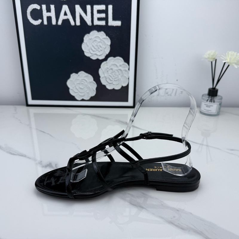 全新YSL聖羅蘭 黑色漆皮logo凉鞋拖鞋 35.5碼-3