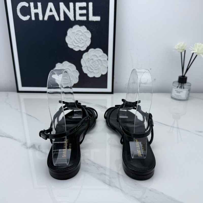 全新YSL聖羅蘭 黑色漆皮logo凉鞋拖鞋 35.5碼-10