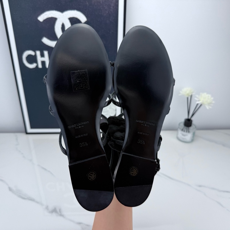 全新YSL聖羅蘭 黑色漆皮logo凉鞋拖鞋 35.5碼-12