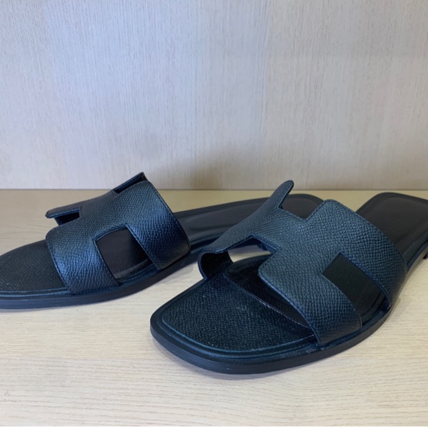 Hermès愛馬仕 經典全皮黑色平底H拖鞋 37碼-11