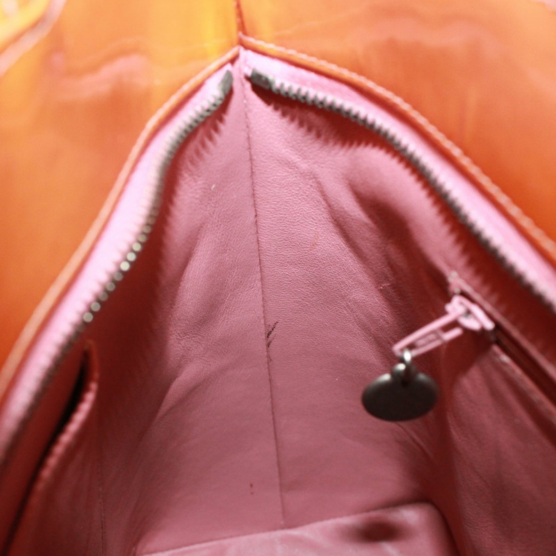 香奈兒復刻版手提包，漆皮，橘色，女士-11