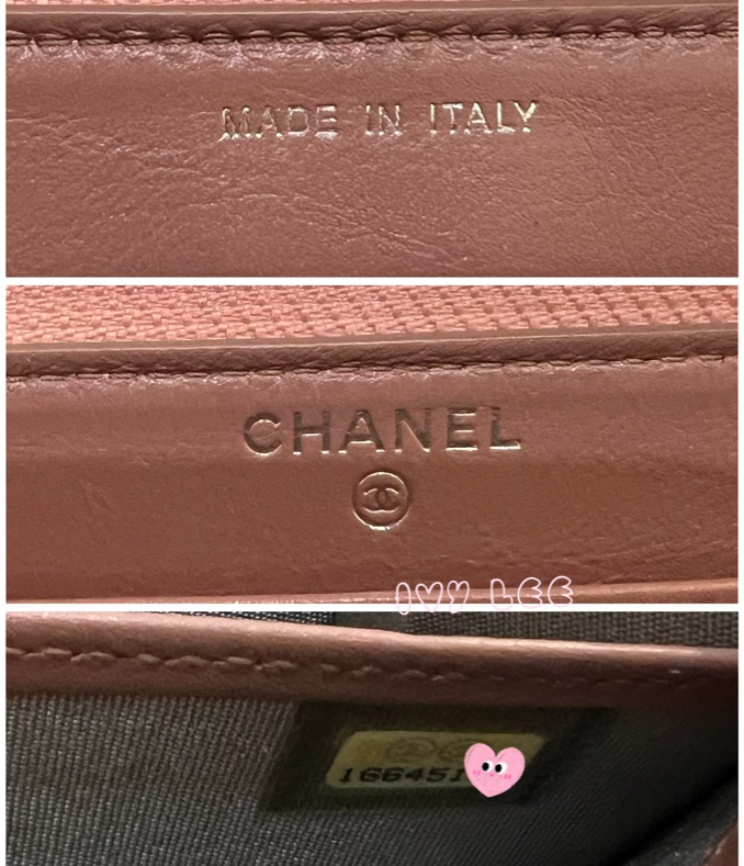 CHANEL 16開 金屬皮革 粉色 BOY 拉鍊 長夾 正品 二手精品-18