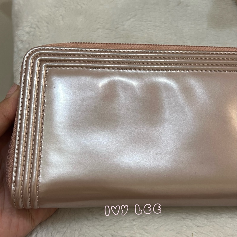 CHANEL 16開 金屬皮革 粉色 BOY 拉鍊 長夾 正品 二手精品-25
