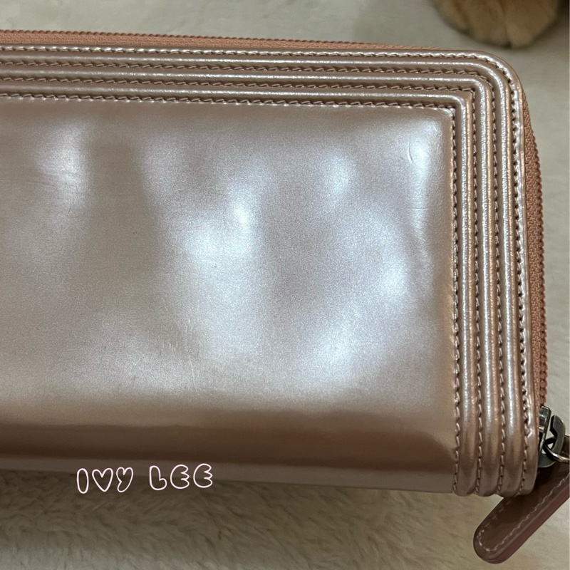 CHANEL 16開 金屬皮革 粉色 BOY 拉鍊 長夾 正品 二手精品-26