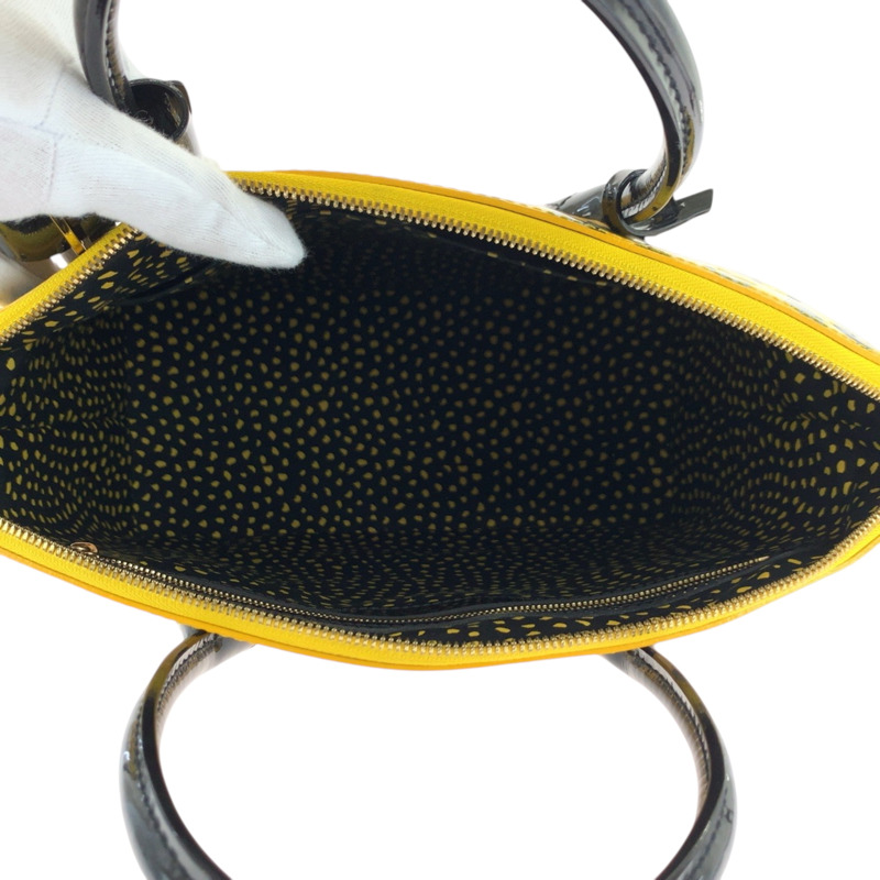 路易威登 Lockit MM 黃黑色金色五金漆皮手提包 M91398 女士-8