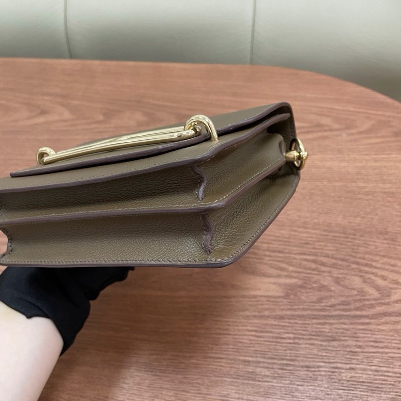 🌈Hermes🧡Mini Roulis🧡威馬犬灰金扣🧡98新🌈🌟evercolor皮🌟miniroulis🌟roulis🌟roulis19🌟豬鼻子🌟愛馬仕🌟-4