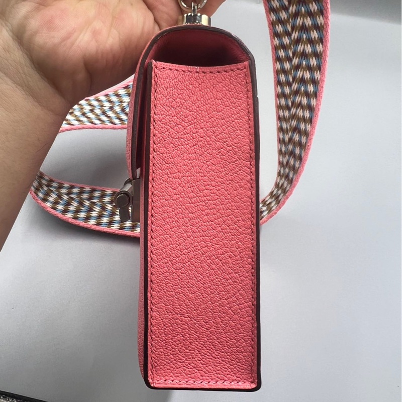 🌈Hermes💗Mini Verrou💗夏日粉銀扣編織帶🌟99新🌟miniverrou🌟Verrou🌟愛馬仕🌟-1