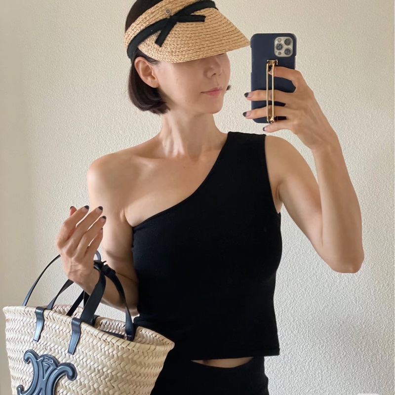 Celine✨凱旋門草編包拉菲草編織包-9