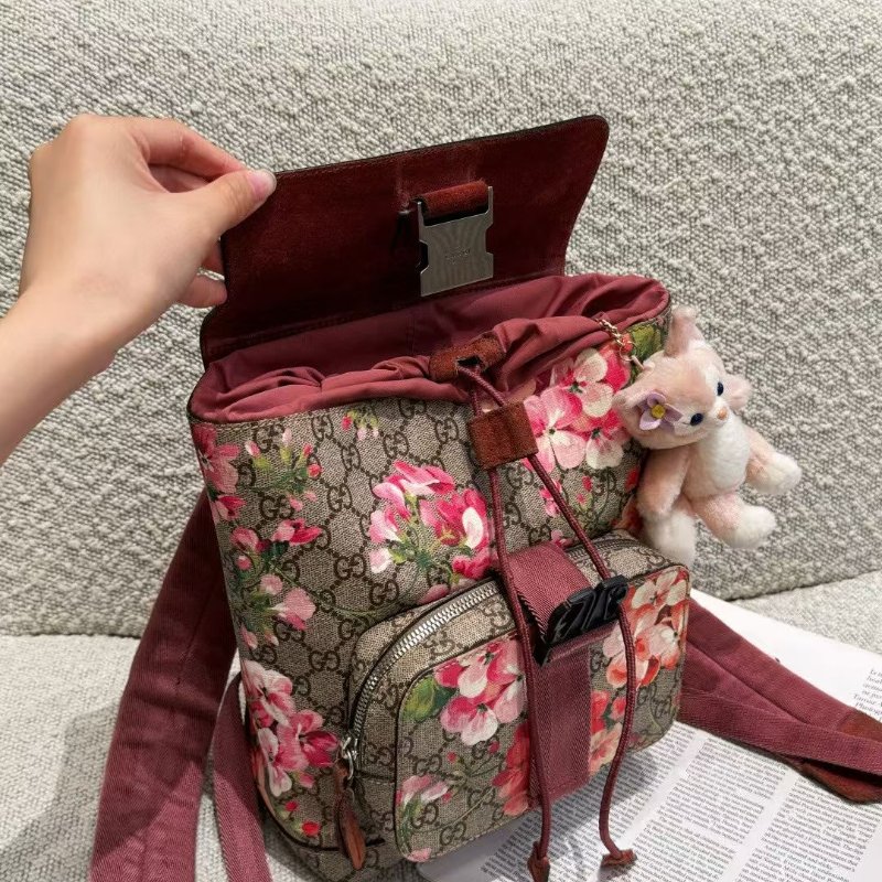 Gucci  天竺葵花卉 翻蓋後背包20.5*28cm 98新配件塵袋-3