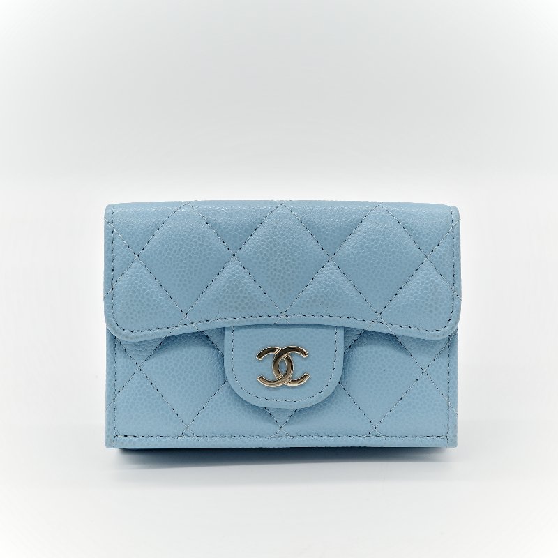 Chanel 香奈兒 荔枝牛皮 雙釦 三折短夾 AP0230（鈔票位+卡位）-1