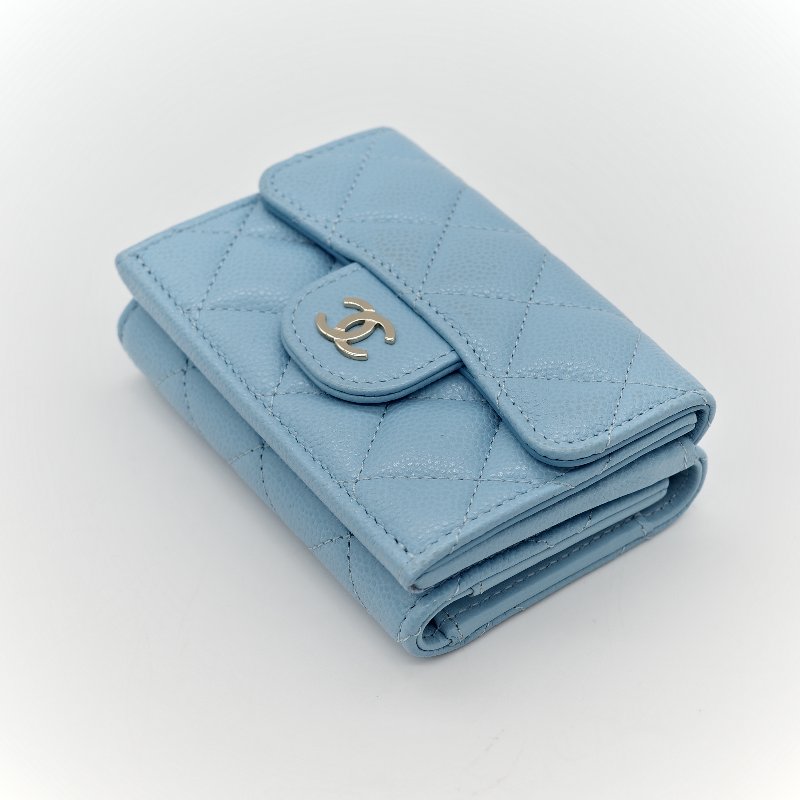 Chanel 香奈兒 荔枝牛皮 雙釦 三折短夾 AP0230（鈔票位+卡位）-4