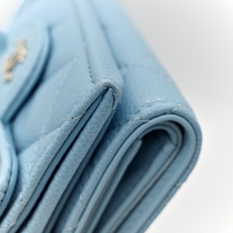 Chanel 香奈兒 荔枝牛皮 雙釦 三折短夾 AP0230（鈔票位+卡位）-16