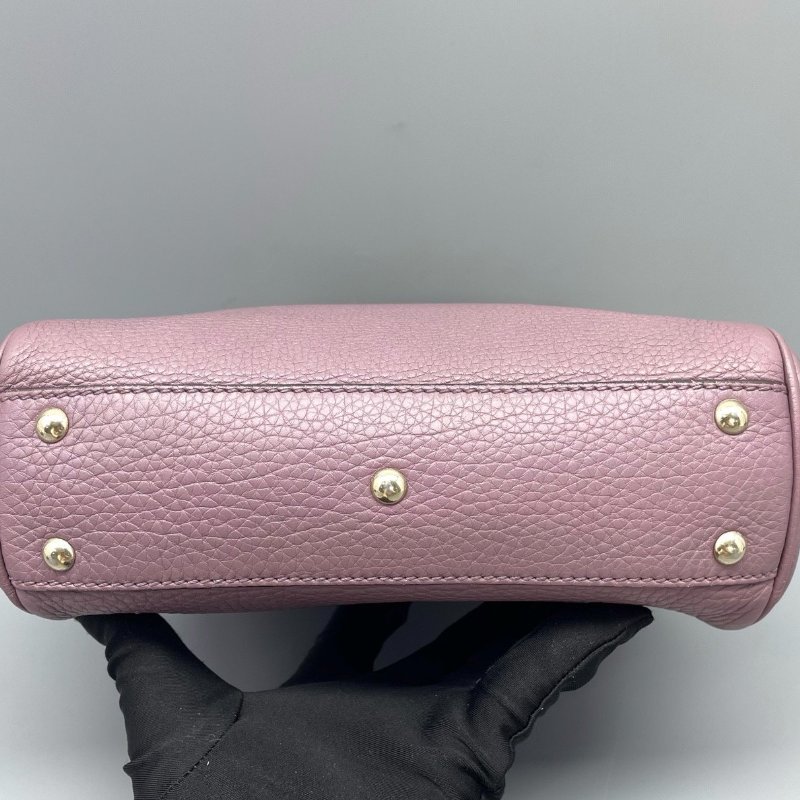 Gucci Miss Bamboo牛皮斜背包 竹節手柄 紫色 牛皮20*16*9 98新配件肩帶 塵袋-4