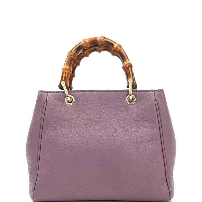 Gucci Miss Bamboo牛皮斜背包 竹節手柄 紫色 牛皮20*16*9 98新配件肩帶 塵袋-6