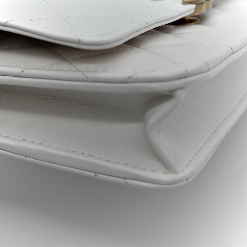 Chanel 香奈兒 白色 牛皮 雙金球 WOC 斜挎包-10