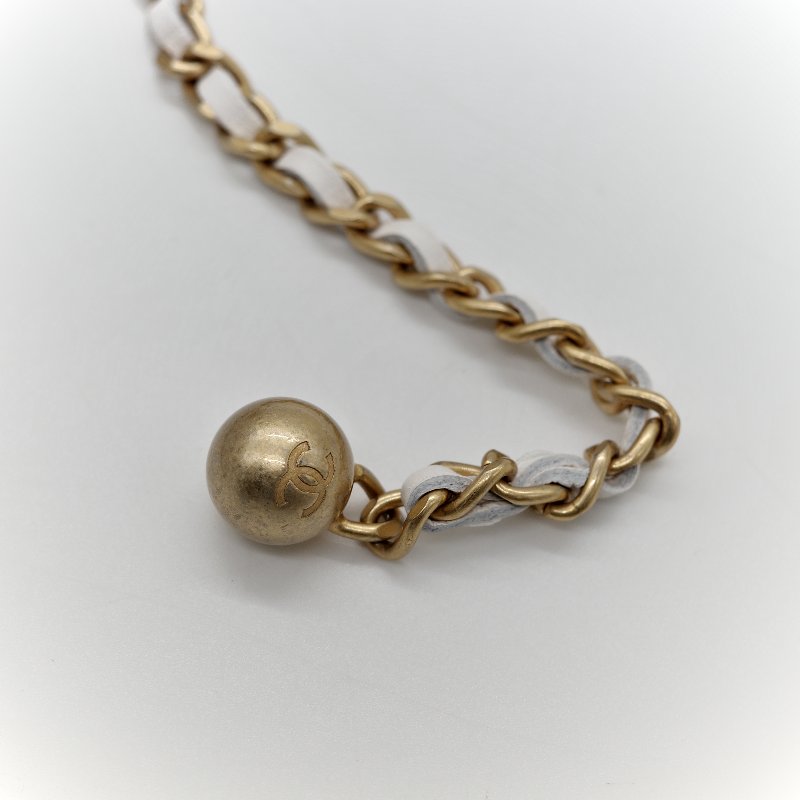 Chanel 香奈兒 白色 牛皮 雙金球 WOC 斜挎包-19