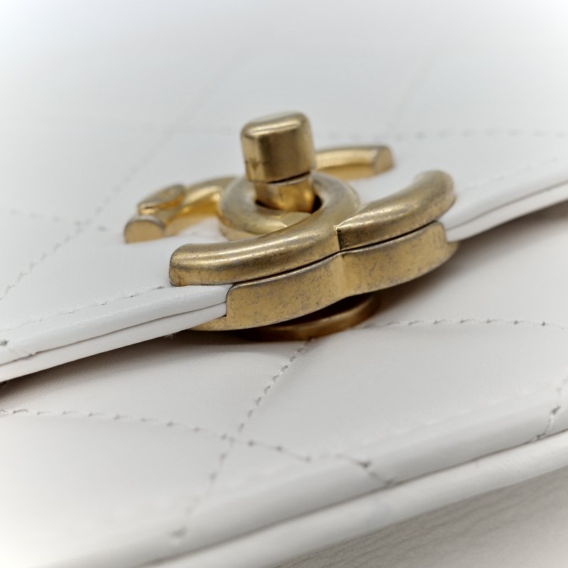 Chanel 香奈兒 白色 牛皮 雙金球 WOC 斜挎包-20