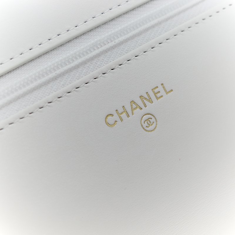 Chanel 香奈兒 白色 牛皮 雙金球 WOC 斜挎包-23