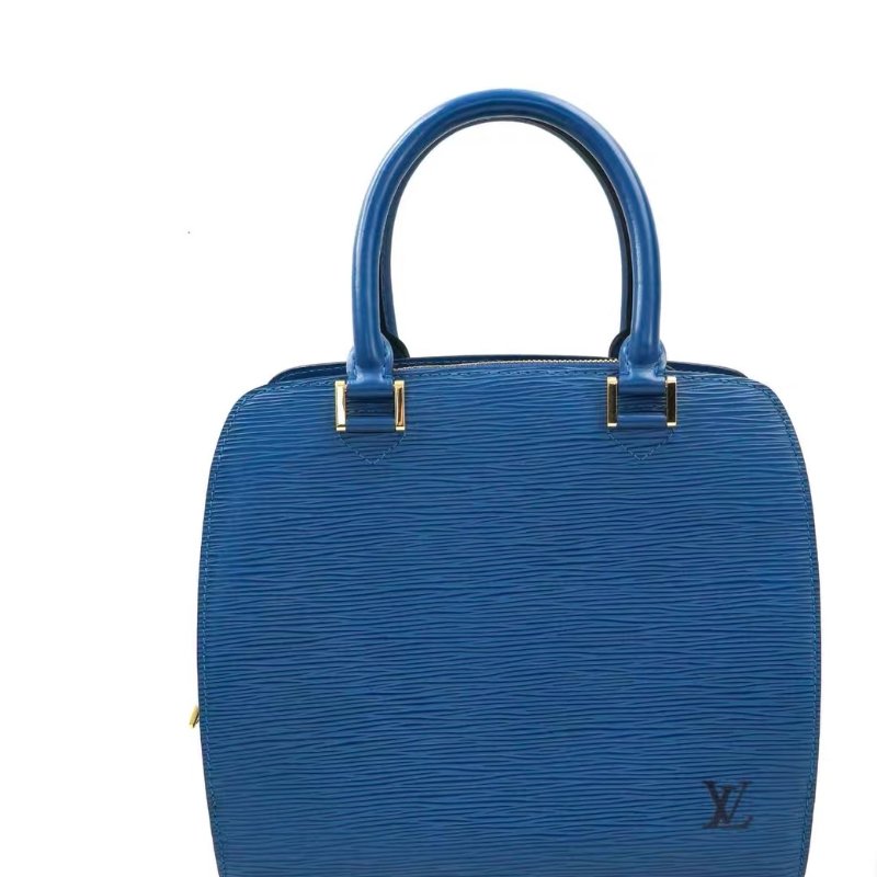 LV Pont Neuf牛皮純色水波紋手提包 藍色  牛皮24*22*11.5 98新配件塵袋-1