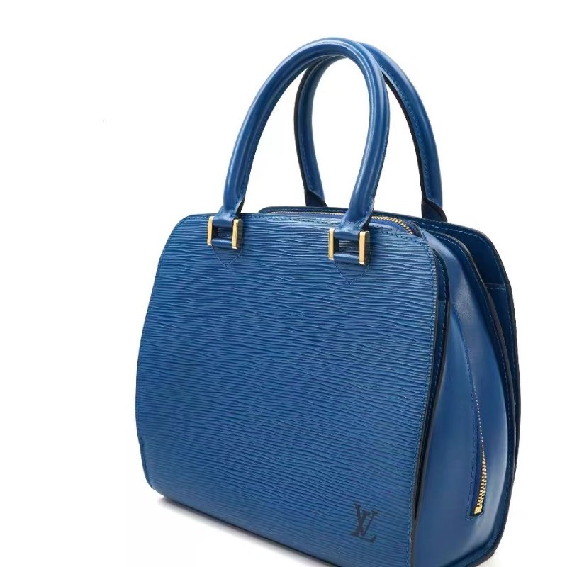 LV Pont Neuf牛皮純色水波紋手提包 藍色  牛皮24*22*11.5 98新配件塵袋-2