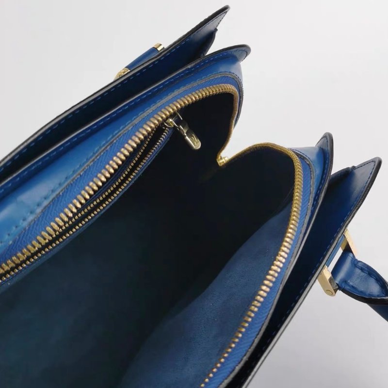 LV Pont Neuf牛皮純色水波紋手提包 藍色  牛皮24*22*11.5 98新配件塵袋-4