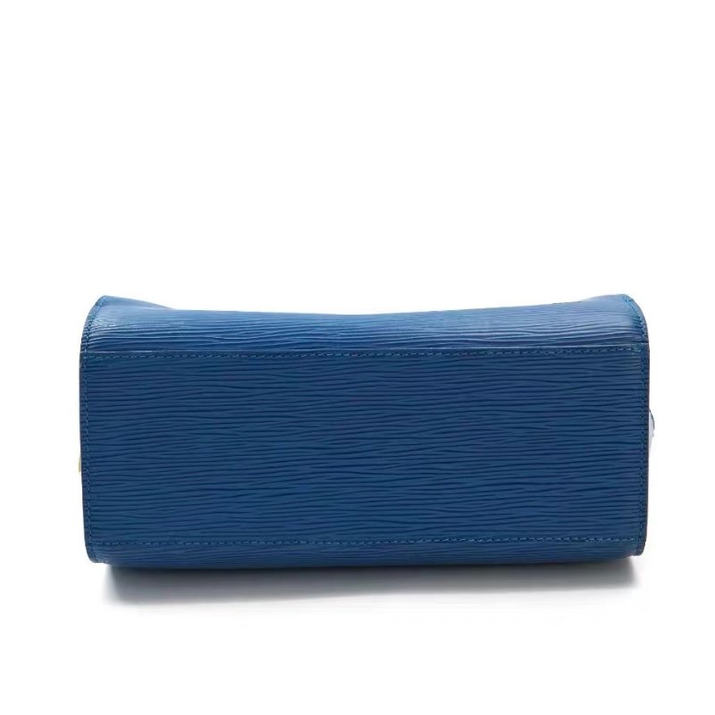 LV Pont Neuf牛皮純色水波紋手提包 藍色  牛皮24*22*11.5 98新配件塵袋-5