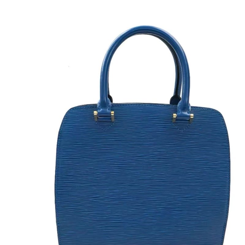 LV Pont Neuf牛皮純色水波紋手提包 藍色  牛皮24*22*11.5 98新配件塵袋-6