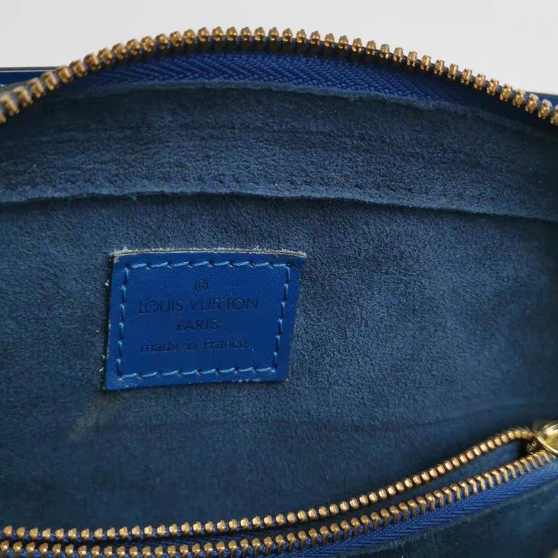 LV Pont Neuf牛皮純色水波紋手提包 藍色  牛皮24*22*11.5 98新配件塵袋-7