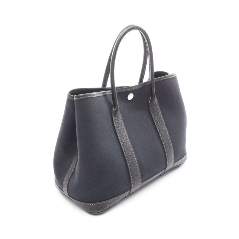 愛馬仕 Garden party TPM 手提包 Toile officier 帆布/Negonda 皮革 黑色 二手 女士-1