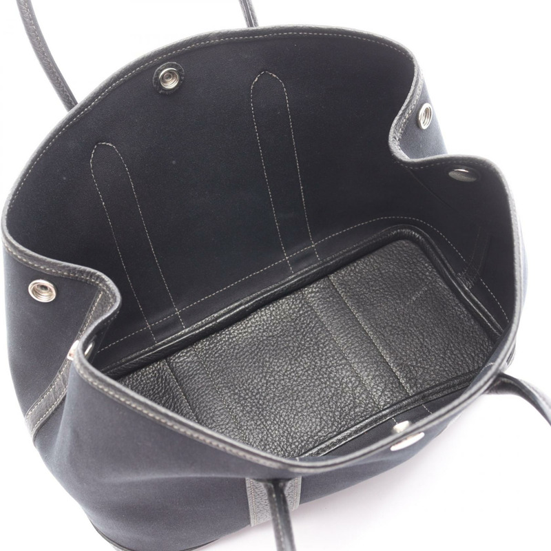 愛馬仕 Garden party TPM 手提包 Toile officier 帆布/Negonda 皮革 黑色 二手 女士-2