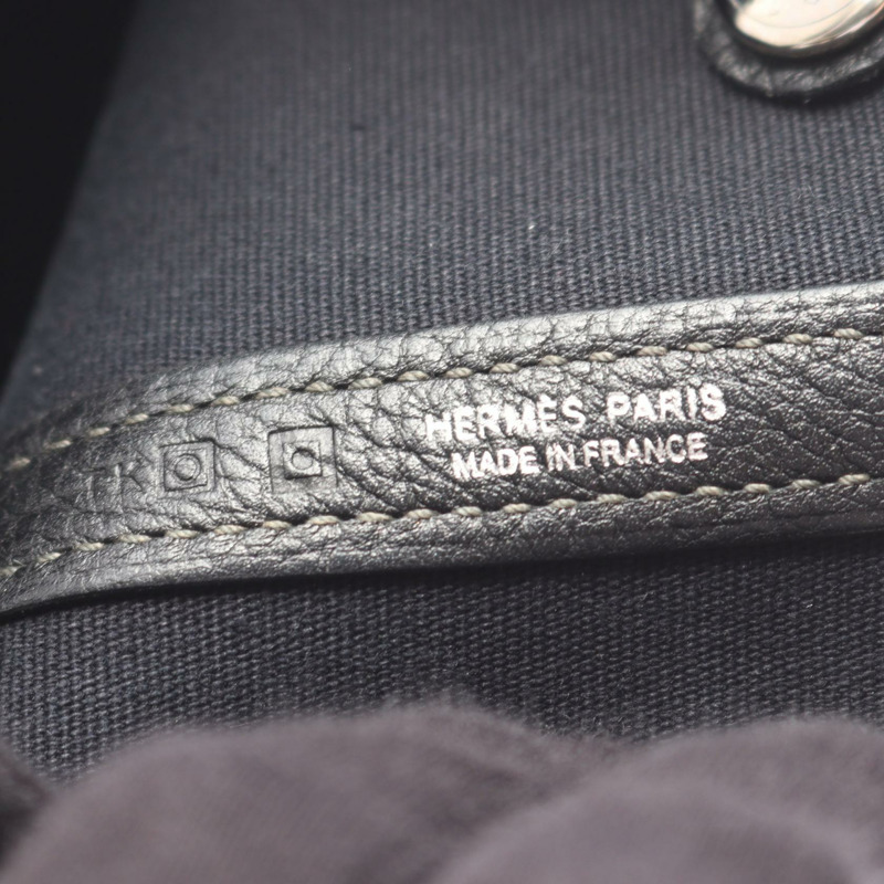 愛馬仕 Garden party TPM 手提包 Toile officier 帆布/Negonda 皮革 黑色 二手 女士-3