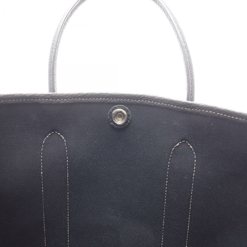 愛馬仕 Garden party TPM 手提包 Toile officier 帆布/Negonda 皮革 黑色 二手 女士-5