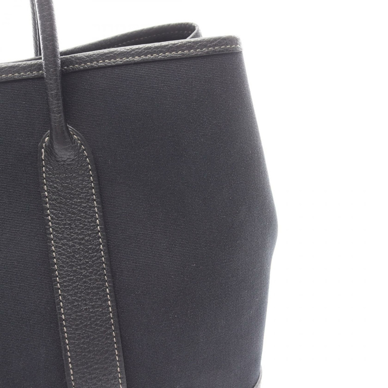 愛馬仕 Garden party TPM 手提包 Toile officier 帆布/Negonda 皮革 黑色 二手 女士-12