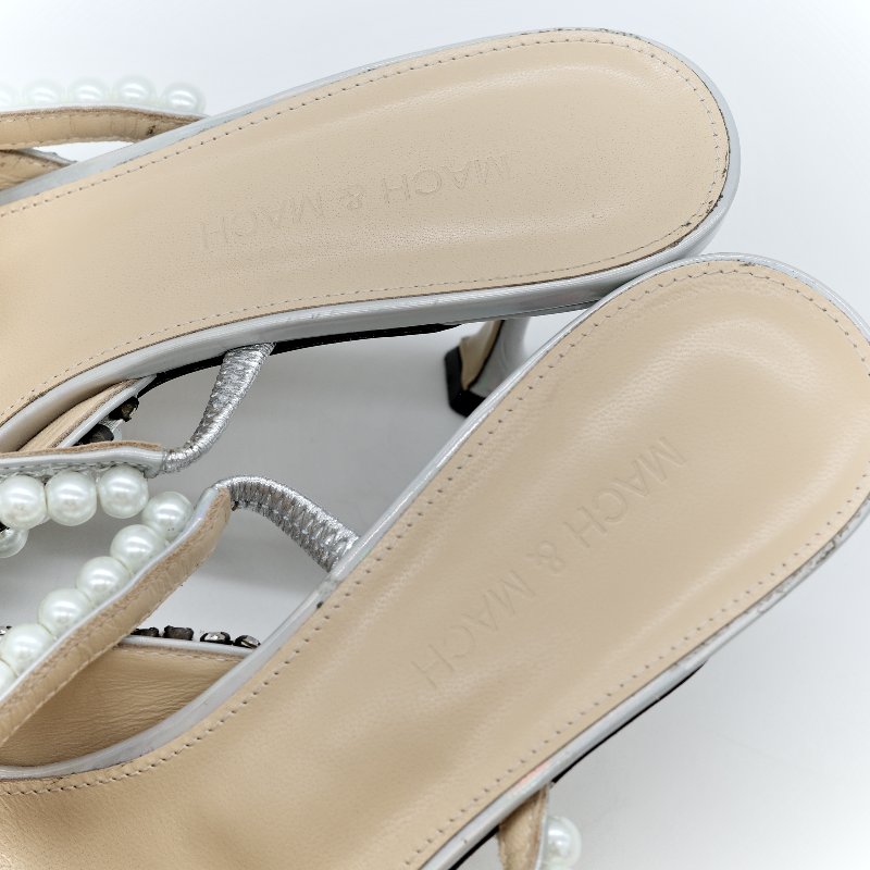 Mach & Mach 銀色高跟鞋-15