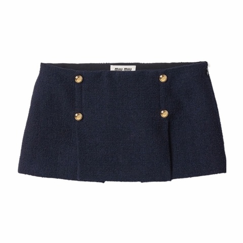 Miu Miu 女士 徽標羊毛半身裙IT-38 IT-40碼