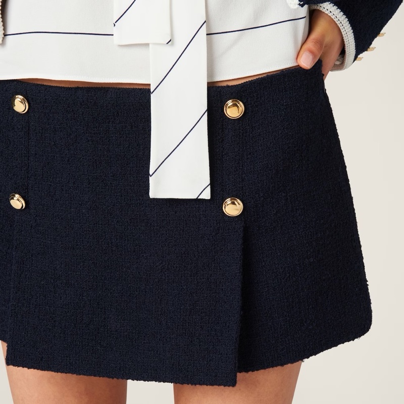 Miu Miu 女士 徽標羊毛半身裙IT-38 IT-40碼-1