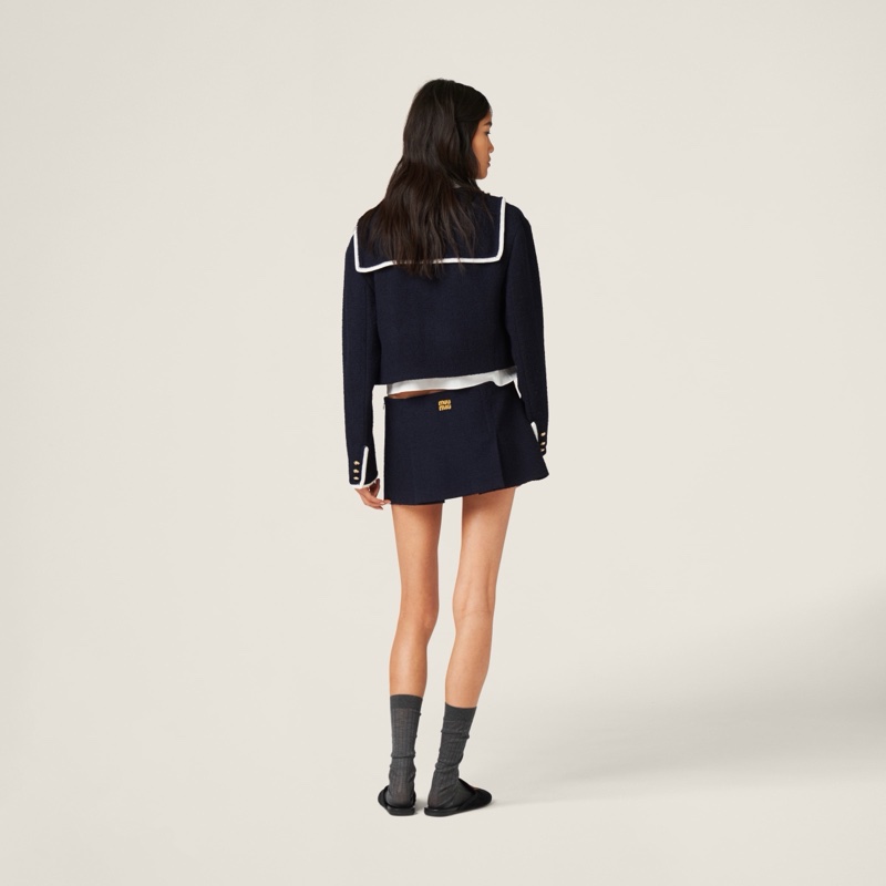 Miu Miu 女士 徽標羊毛半身裙IT-38 IT-40碼-4