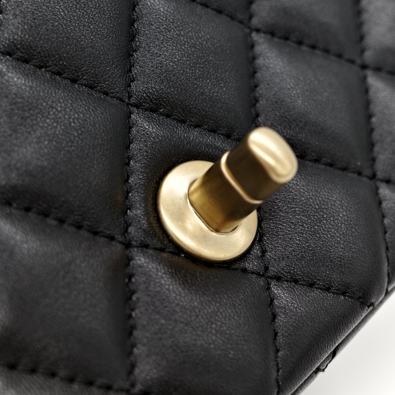 Chanel 香奈兒 Mini Square Pearl Crush 方胖子 黑色 羊皮小金球 斜背鏈帶包-16