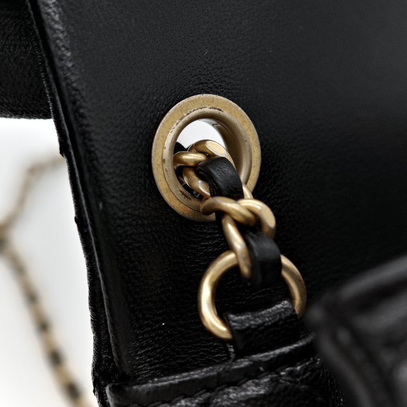 Chanel 香奈兒 Mini Square Pearl Crush 方胖子 黑色 羊皮小金球 斜背鏈帶包-17