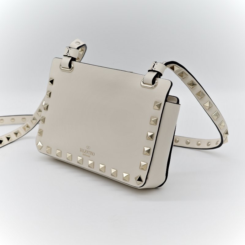 Valentino 范倫鐵諾 白色 鉚釘 牛皮 斜挎包-6