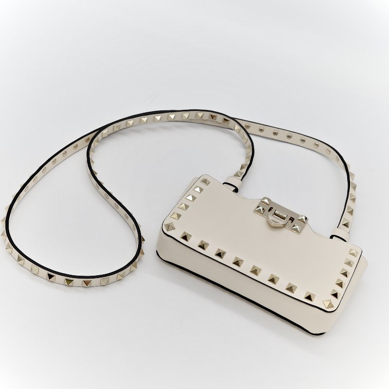 Valentino 范倫鐵諾 白色 鉚釘 牛皮 斜挎包-7