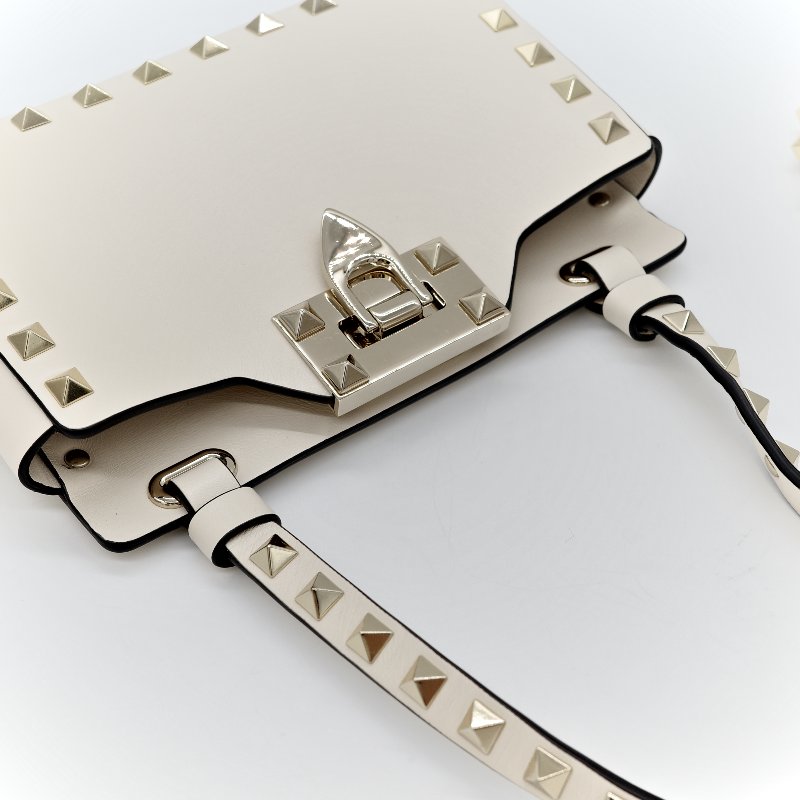 Valentino 范倫鐵諾 白色 鉚釘 牛皮 斜挎包-8